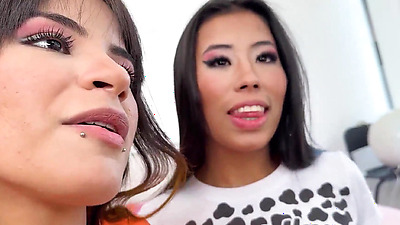 PutaLocura - Hot Latinas Lore Hot and Michy Perez fuck a stranger and swallow his cum