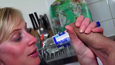 French housewife MILF Diane Murphy with huge natural tits sucks and jerks big shaft to janitor Max Casanova then he pounds her pussy