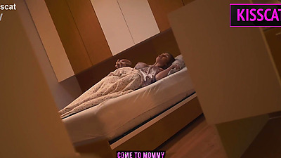 Step son can't rest at couch, so watch on step mom masturbation and fuck her later in share bed