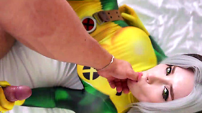 Rogue from the X-Men Deep Sucks, FaceSitting, Fucks in All Holes and Gets Anal Creampie - Cosplay