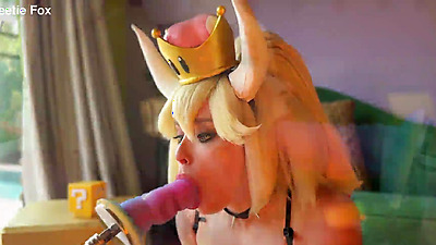 Sex Machine Fucks Pretty Bowsette from the Super Mario till Powerful Orgasms