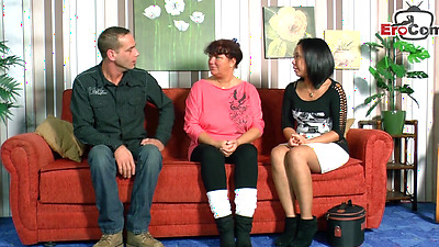 German ugly housewife tries a 3way