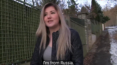 Public Agent - painfully cute blonde teen gets creamy horny having sex outdoors