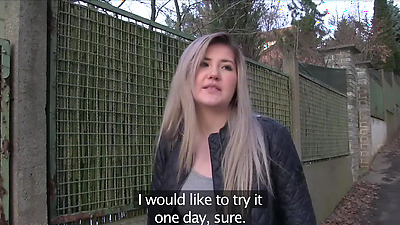 Public Agent - painfully cute blonde teen gets creamy horny having sex outdoors