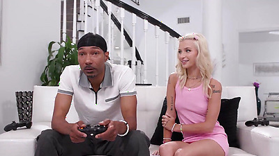 Blondie Girl Emma Rosie Interrupts Gamer To Fuck His MASSIVE Penis