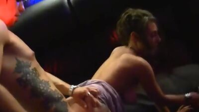 Glam girls at student orgy party on the club