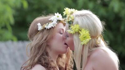 Hot naked women kissing and making love