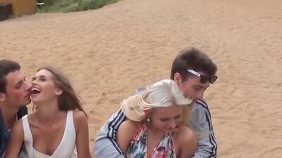 Outdoor sex movie with two hot students chicks