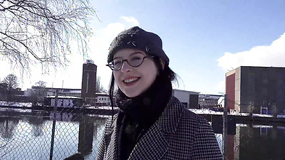 GERMAN SCOUT - Black Hair PAWG Glasses Babe Melli Venom Pick Up for First Casting Fuck in Berlin