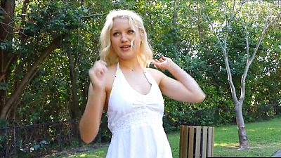 US blonde with nice booty public nudity