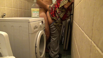 Cheating french amateur milf has rough sex with british plumber in washing room