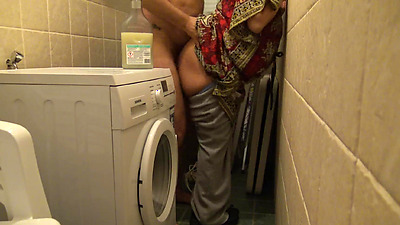 Cheating french amateur milf has rough sex with british plumber in washing room