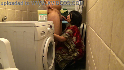 Cheating french amateur milf has rough sex with british plumber in washing room
