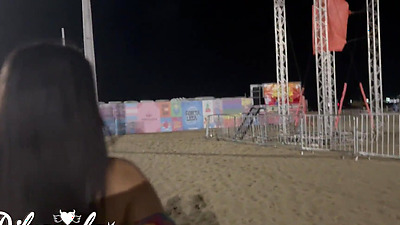 fucking the young babe after carnival in the public bathroom