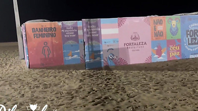 fucking the young babe after carnival in the public bathroom