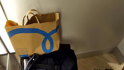 #2 A chick sucking and  jerking off me in public shop and help me cum - it's very risky caught  by strangers - MissCreamy