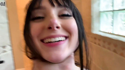 Stepbro gets hard on his stepsister Skylar Vox big tits and the petite brunette gives him a handjob and blowjob.The busty chick lets him fuck her