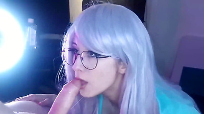 Cute 18 year old edges and deepthroat, with assjob & titfuck