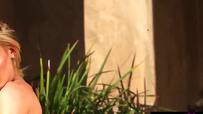 Classy big boobed naked blonde MILF diva Jennifer Vaughn taking sunbath