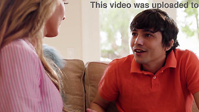 Big boobs MILF stepmom blows her big penis stepson and makes him rail her hard