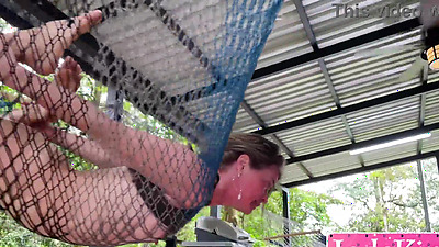 Pounding horny bitch pussy in public garden