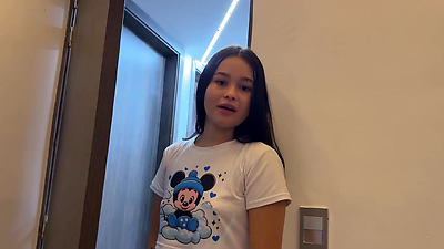 I find my step cousin naked in my bed and I feel like fucking her hard, so I squirt my cum in her mouth. H.L.