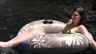 Ebony MILF Misty Stone and her naked big boobed GFs washing a car outdoor