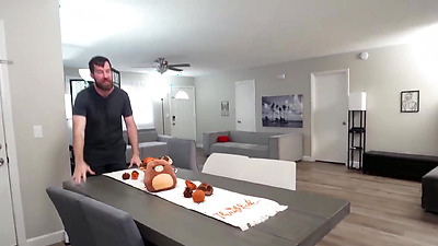 Mischievous Miniature Caught Tall Stepbro Jerking Off