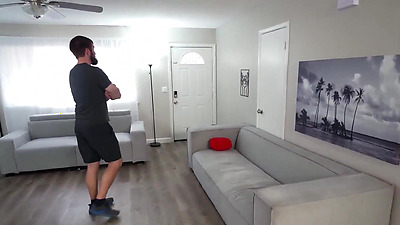 Mischievous Miniature Caught Tall Stepbro Jerking Off