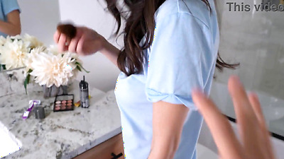 Tiny stepsis dared stepbro to spank her and later to fuck her