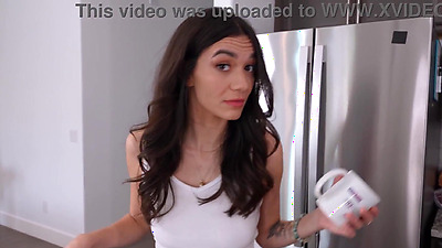 Tiny stepsis dared stepbro to spank her and later to fuck her