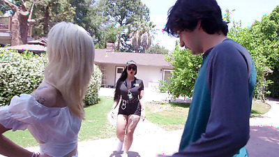 FamilyOrgasm - Gossip Neighbourhood Cop Jails a Teen after Feeding with her Stepbrother's Cums