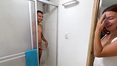 My big butt Latina stepsister finds me showering and decides to stay so I can give her my nice, huge dick in her nice, tight booty.