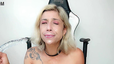 Fucking and fisting my pussy and my mouth with a double dildo