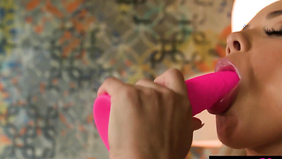 Petite busty blonde teen Elsa Jean cooking and feeding her hungry pussy