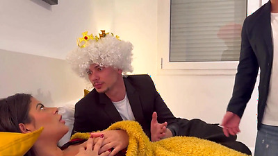 3 Wise Men grant me a wish. Double penetration with deep throats and a lot of milk