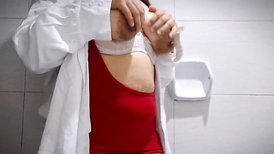 Sexy Horny Office Chick Masturbate Showing Big Tits and Tight Pussy in the Bathroom