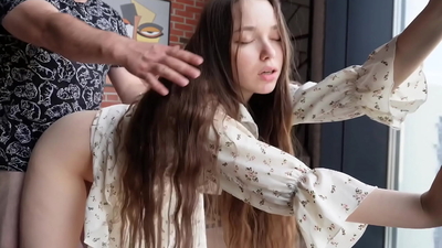 My stepsister doesn't mind fucking on the floor.