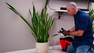 Electrician disturbed Barbie's masturbation session and he paid for that HIGH price