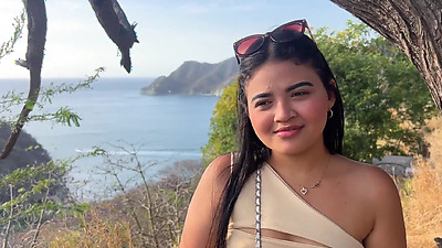 Beautiful tourist is unfaithful to her husband with a stranger for money