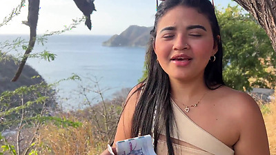 Beautiful tourist is unfaithful to her husband with a stranger for money