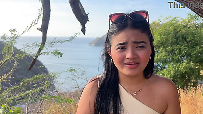 Beautiful tourist is unfaithful to her husband with a stranger for money