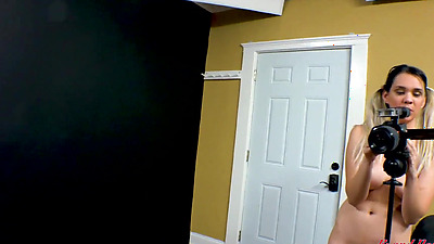 Brunette Coed Sabrina Rubs Her Tits And Pussy While She Sucks A Hard Penis!