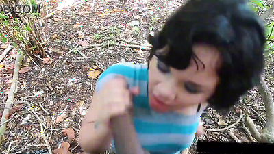 Sucking Cock in the Woods Latina Eats penis like mofongo