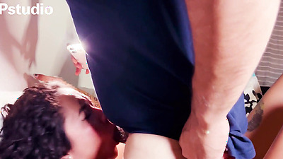 Mexican girlfriend sucks her neighbor's dick, she is a whore and leaves his tits full of milk