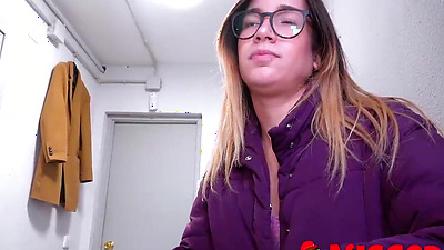 Love is skinny! Beautiful Megan Love is going to taste a chocolate dick for the first time