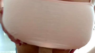 Give him BlowJob and Fuck My Big Tits with Pierced Nipples