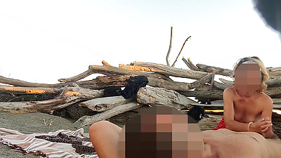 Public flashing in nude beach sucking and Cumshot of Big Penis in Front of Everyone - MissCreamy