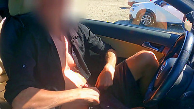 FACE REVEAL of the two girls: cock flash exhibitionism in car for two perfect body girls.