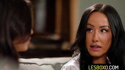 Horny stepmom fucks her busty stepdaughter with a strap-on - Jennifer White, Scarlett Alexis